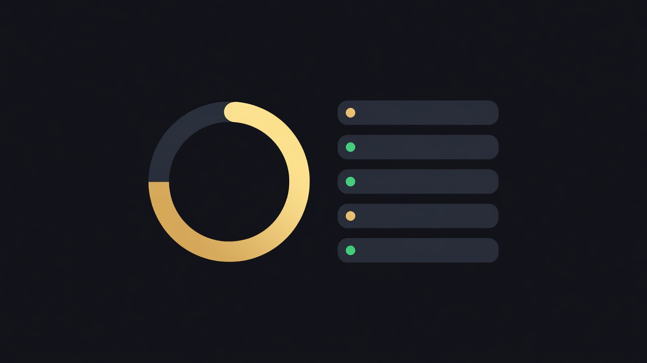 A financial health score dial reading in the strong band, above a month of categorized transactions. Sample data.